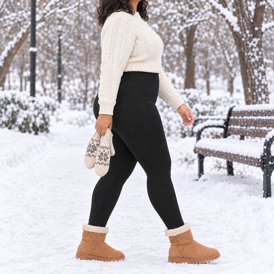 Mirabel Plus Size High Waisted Fleece Lined Leggings for Women