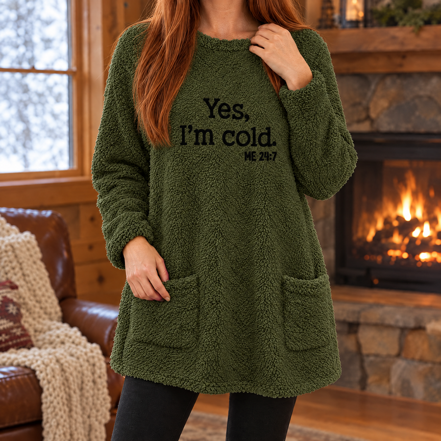 Livia Oversized Teddy Fleece Slogan Sweatshirt for Women
