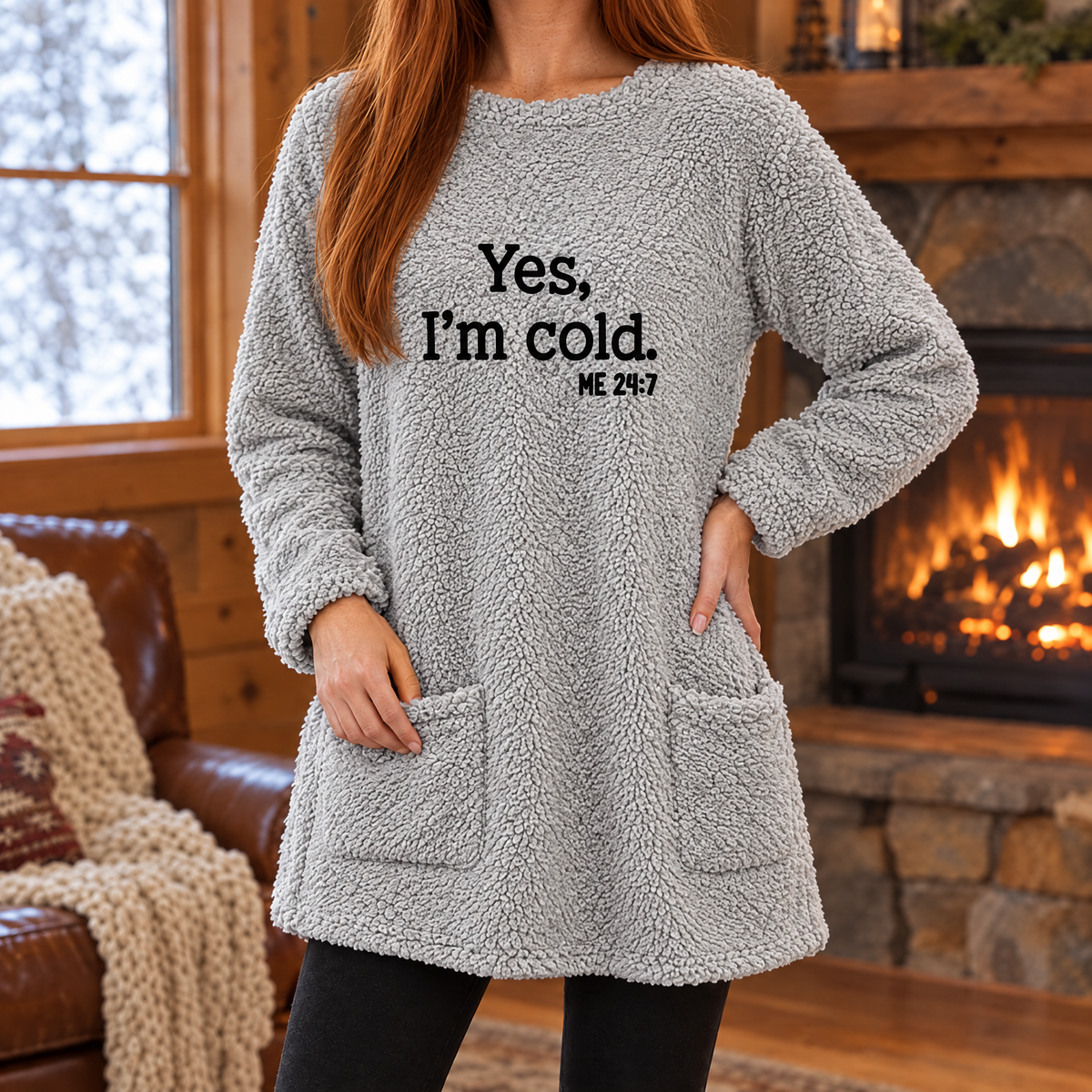 Livia oversized teddy fleece slogan sweatshirt in gray, turned view