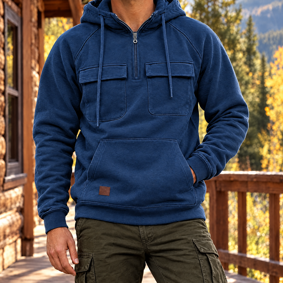 Nico Men's Quarter Zip Cargo Pocket Hoodie