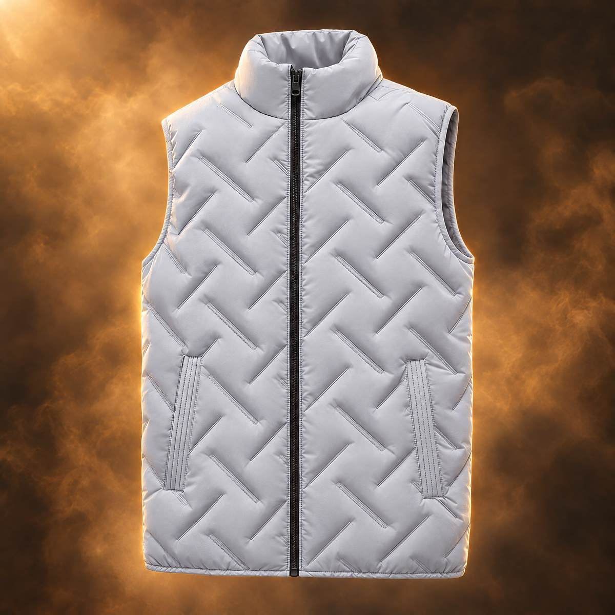 Stefano Quilted Stand Collar Puffer Vest for Men in light gray, front view