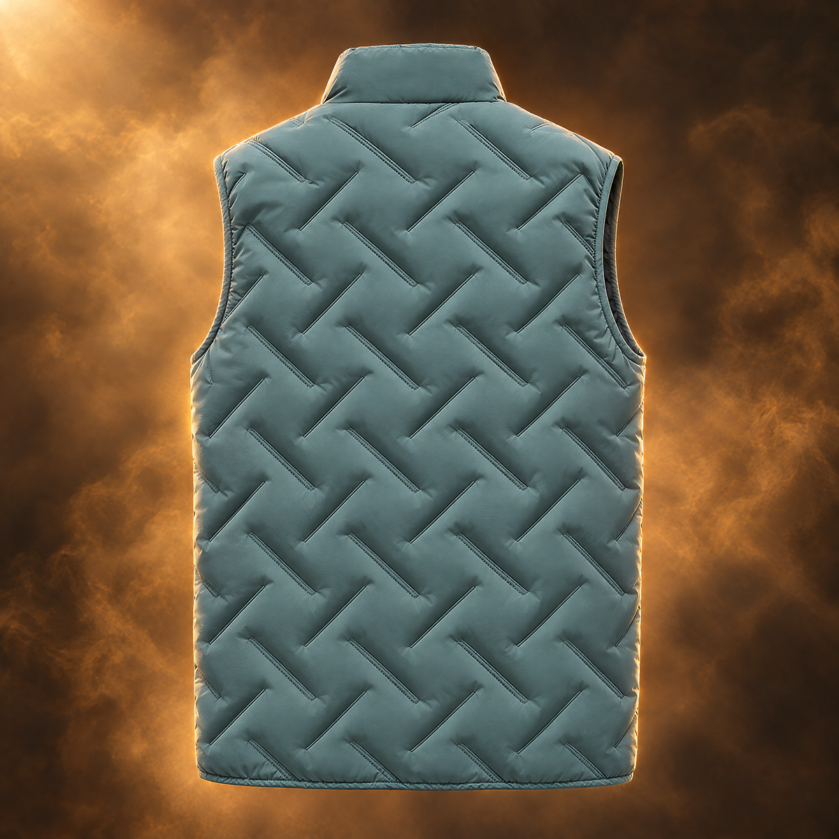 Stefano Quilted Stand Collar Puffer Vest for Men in bean green, back view