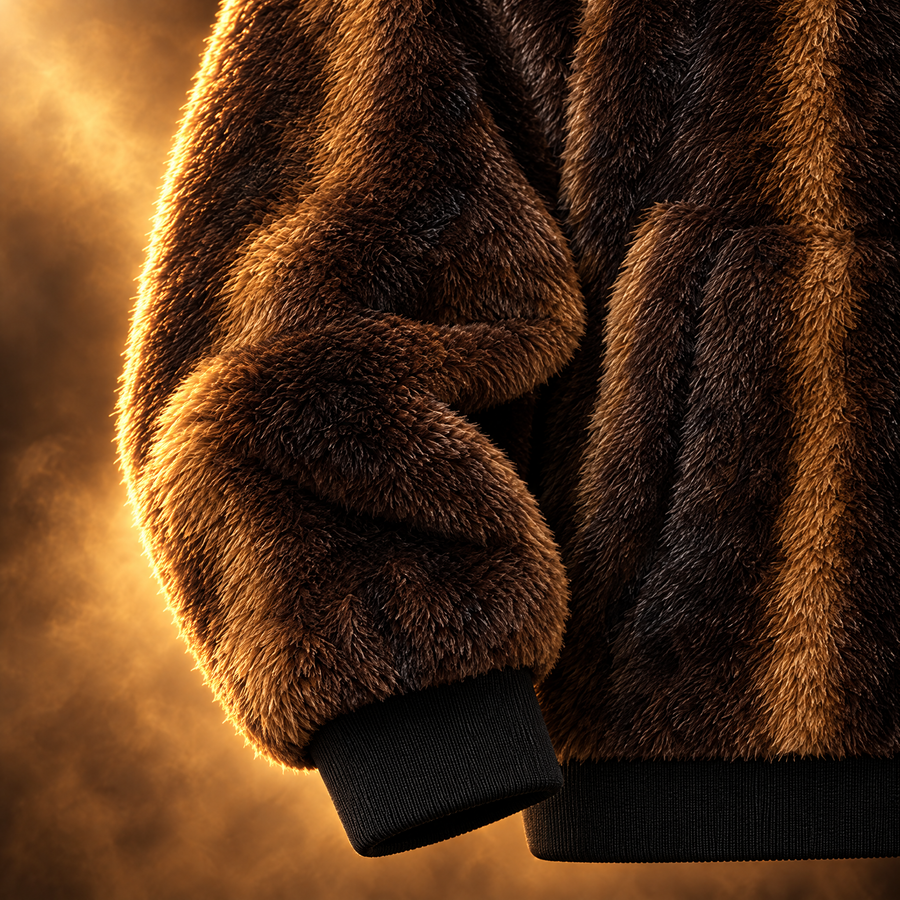 Orsino Plush Fur Bomber Jacket for Men, Fleece Lined Winter Jacket