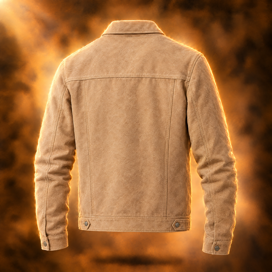 Bastien Suede Button Up Trucker Jacket for Men, Casual Work Jacket