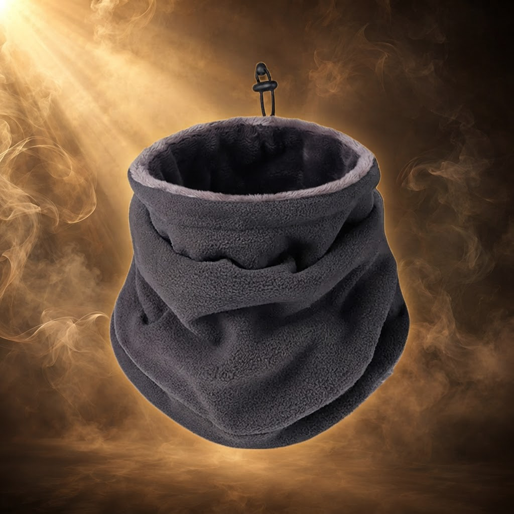 Guido dark gray fleece lined neck gaiter with plush lining and drawcord toggle