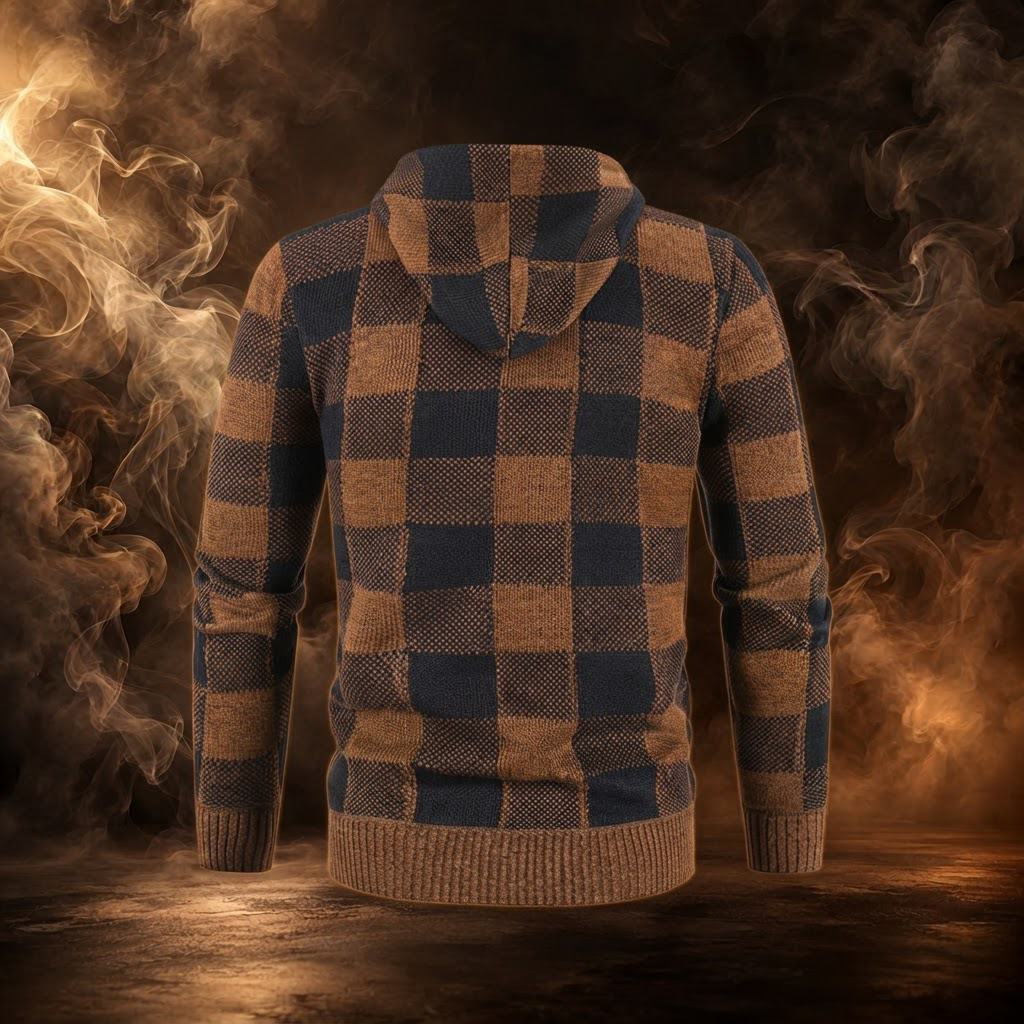 Ignazio plaid hooded sweater jacket, back