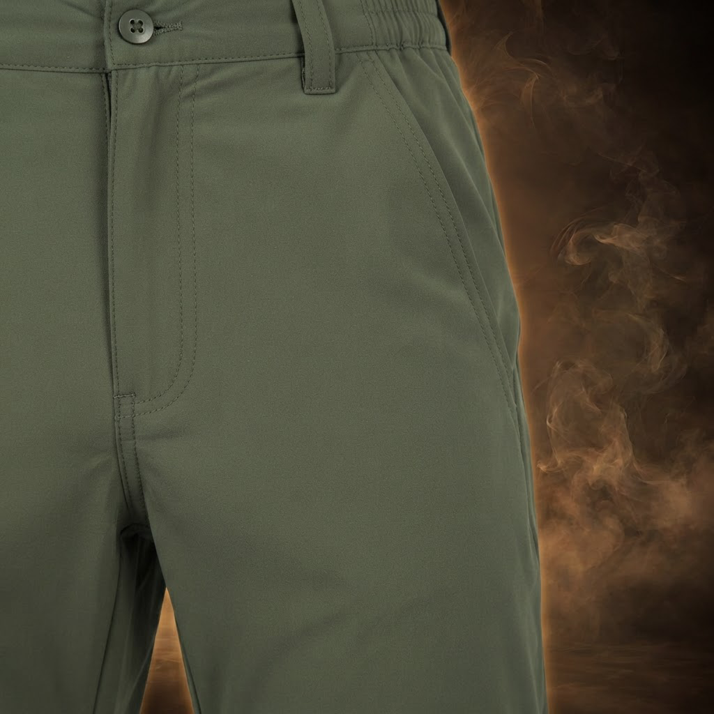 Slanted front hip pocket, close-up