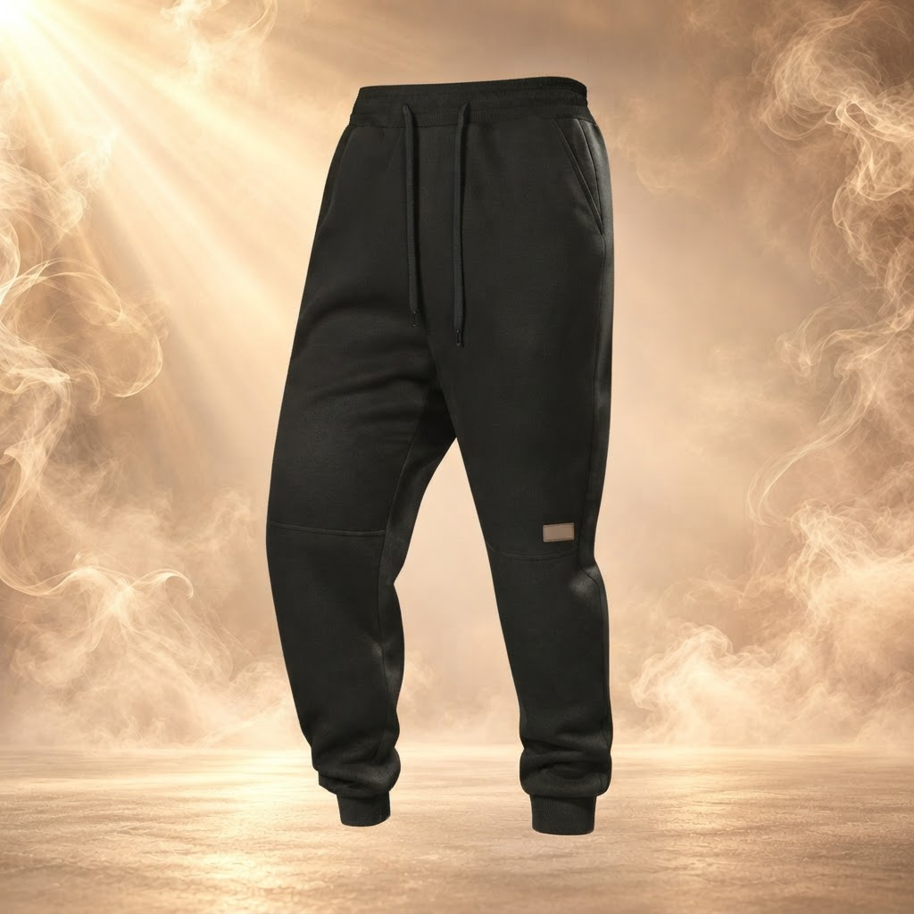 Manfredi fleece lined joggers in Black