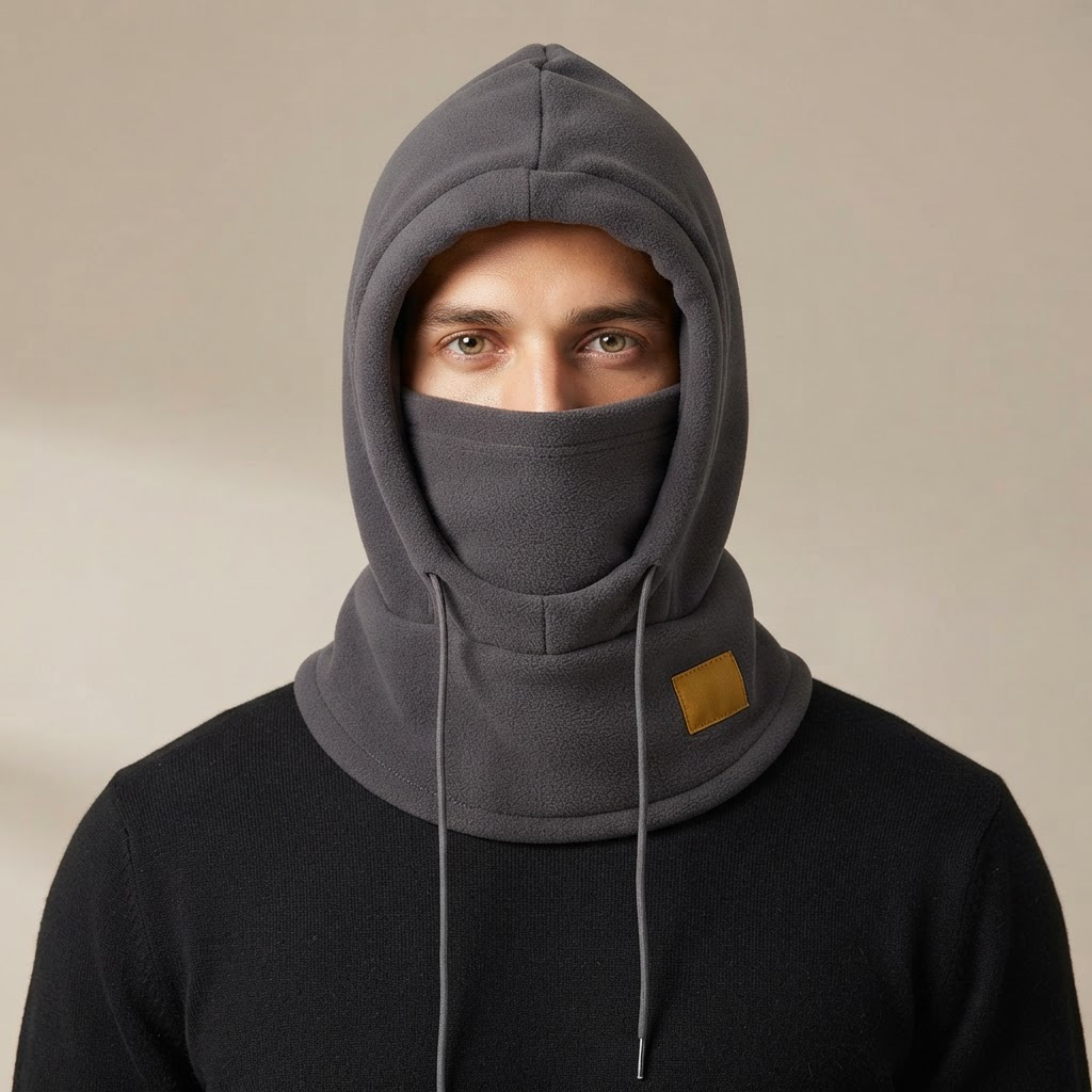 Olindo Fleece Balaclava Hood with Drawstring for Women and Men - front view