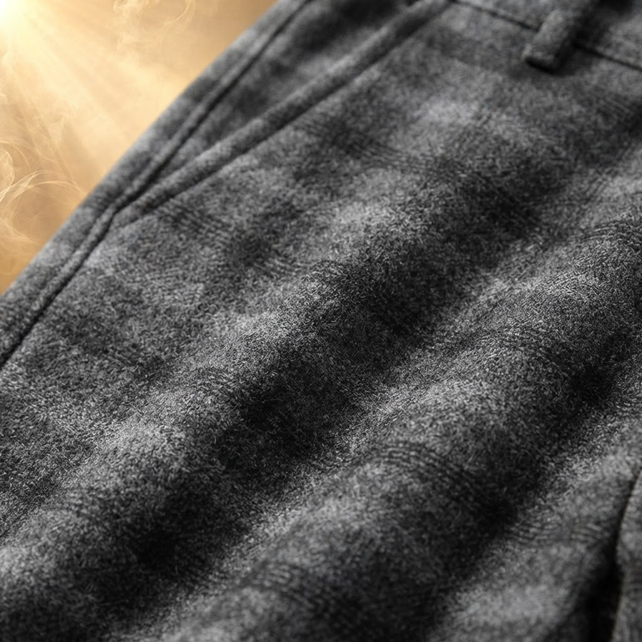 Orfeo Brushed Plaid Slim Straight Pants for Men