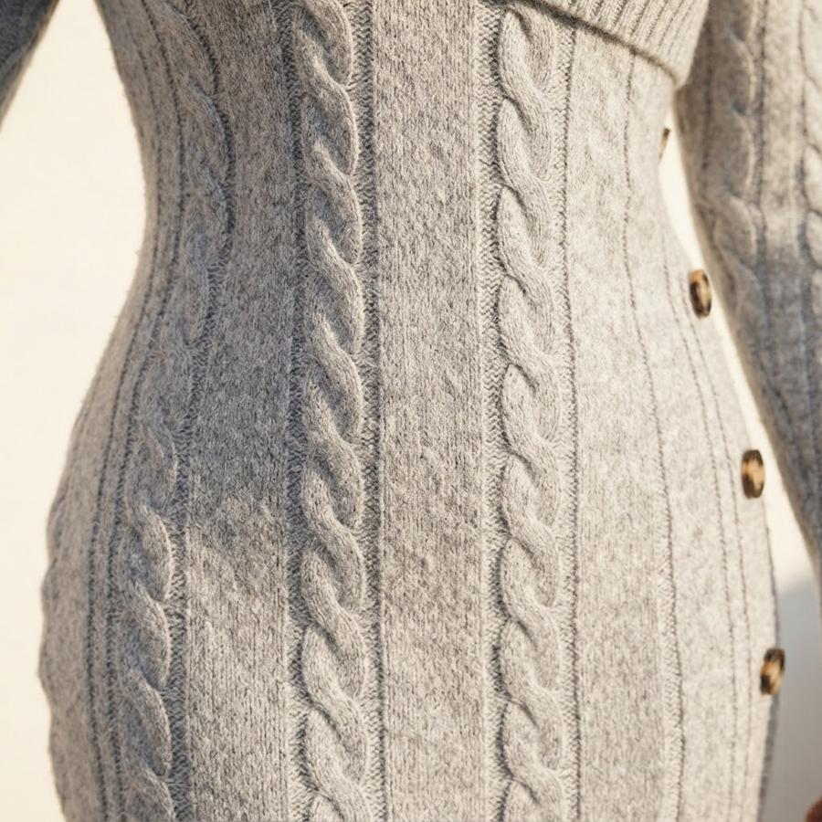 Tiziana Cable Knit Button Sweater Dress for Women