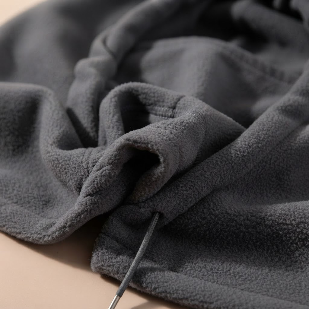 Olindo Fleece Balaclava Hood with Drawstring for Women and Men - fabric detail