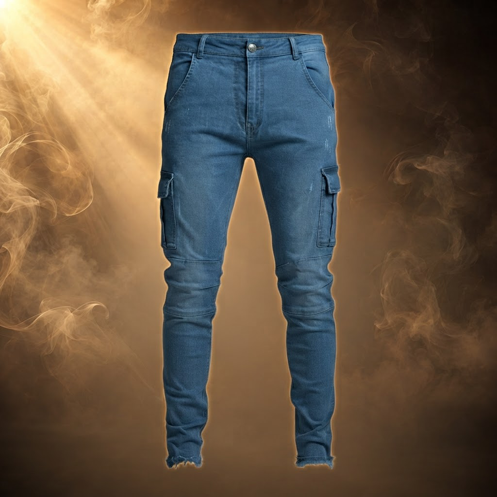 Rinaldo Cotton Denim Slim Cargo Jeans for Men - Medium
