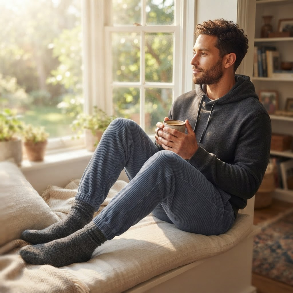 Salvatore Corduroy Jogger Sweatpants for Men - worn on model, lifestyle