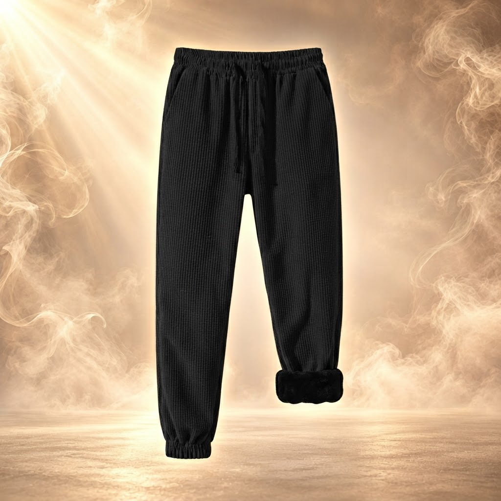Salvatore Corduroy Jogger Sweatpants for Men - Black Fleece Lined