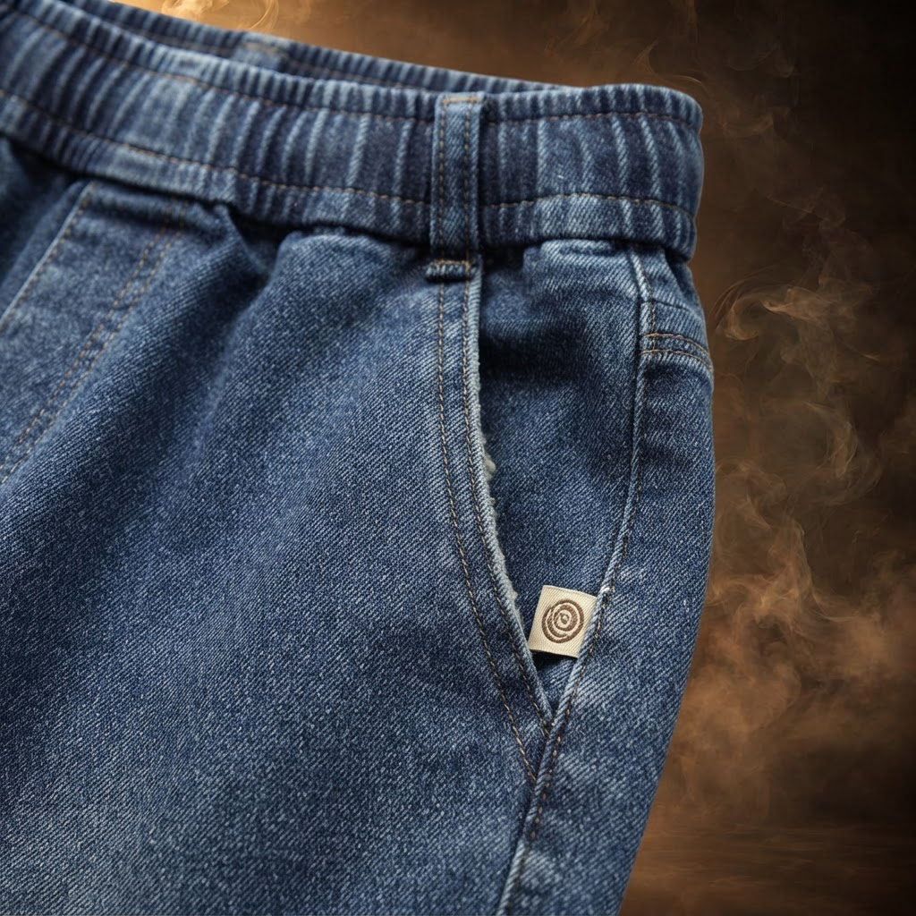 Valentino Fleece Lined Straight Leg Jeans for Men - close-up, badge