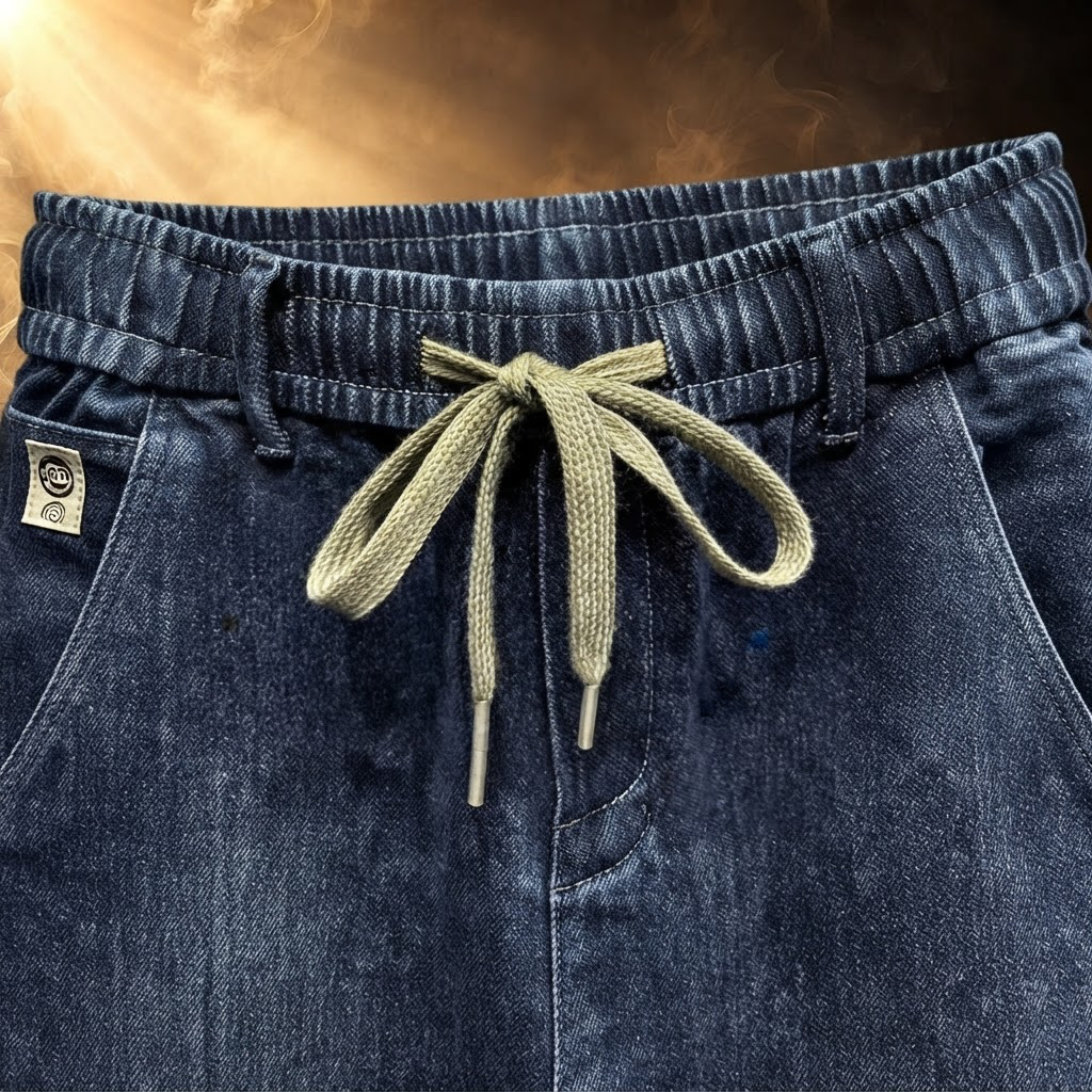 Valentino Fleece Lined Straight Leg Jeans for Men - close-up, waist