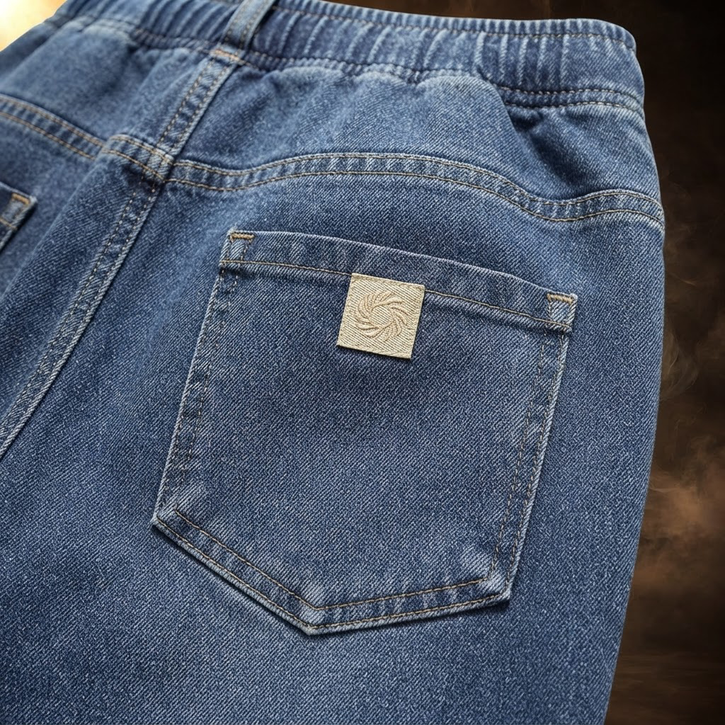 Valentino Fleece Lined Straight Leg Jeans for Men - close-up, back pocket