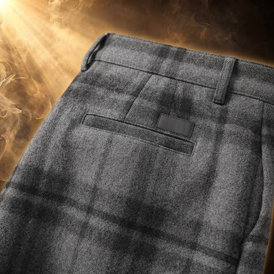 Orfeo Brushed Plaid Slim Straight Pants for Men