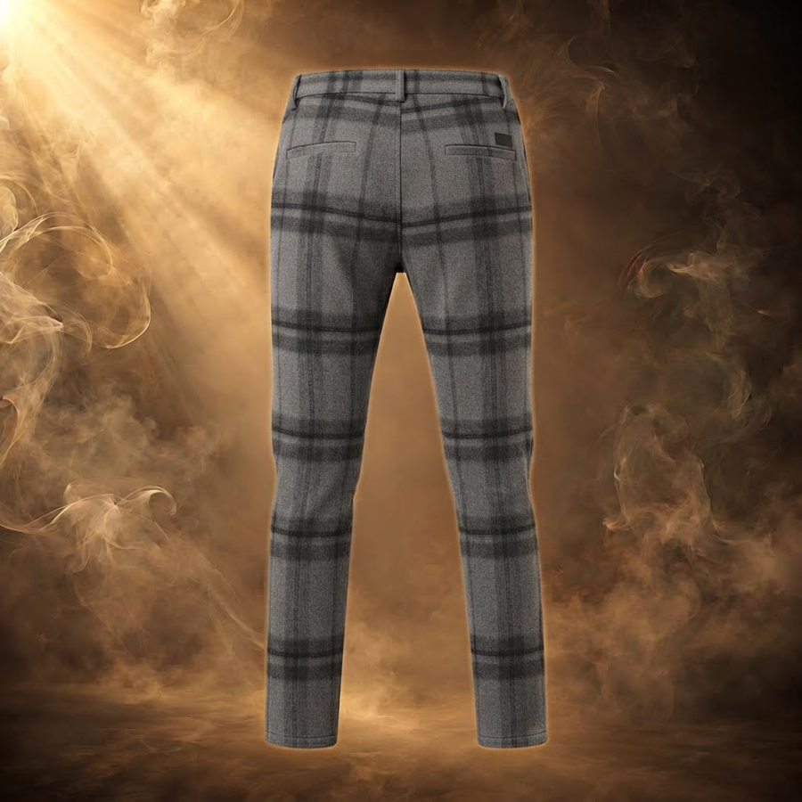 Orfeo Brushed Plaid Slim Straight Pants for Men
