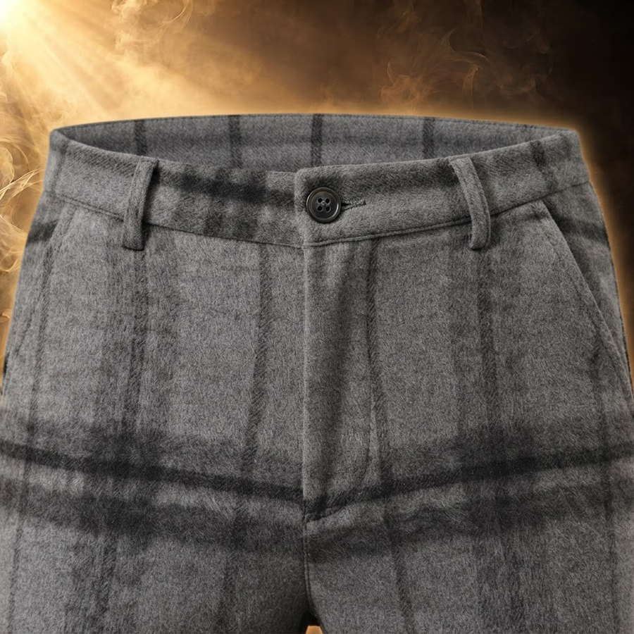 Orfeo Brushed Plaid Slim Straight Pants for Men