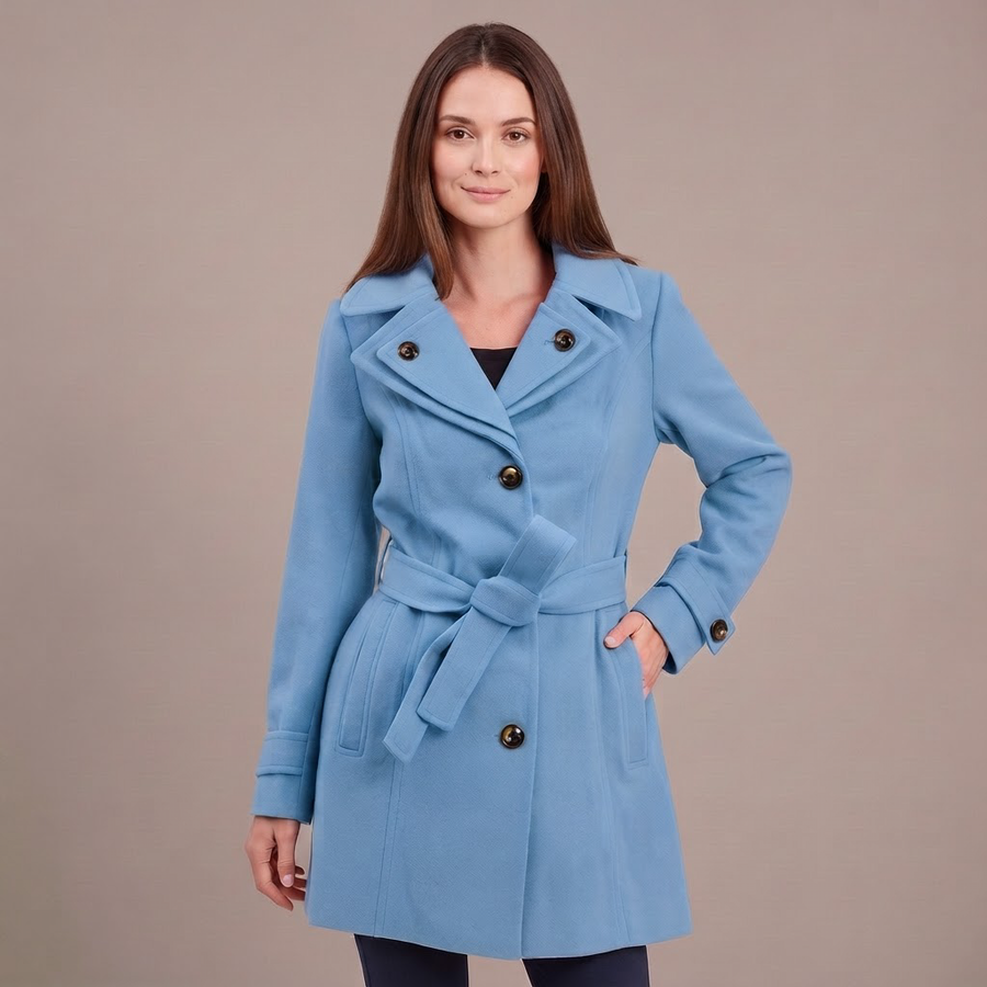 Rosalind Hooded Belted Wool Coat for Women