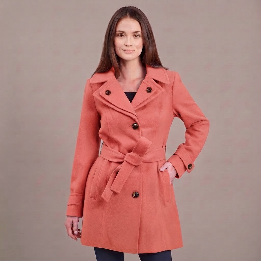 Rosalind Hooded Belted Wool Coat for Women