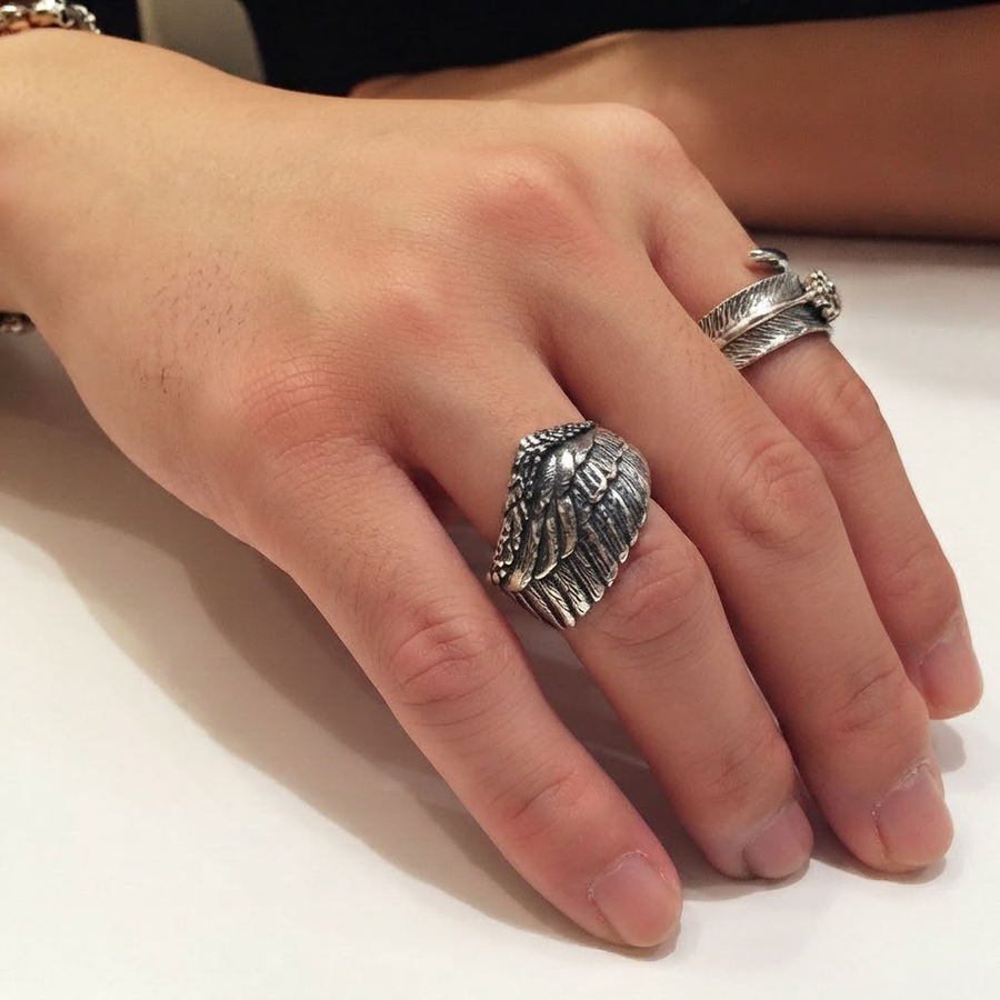 Corvino Sterling Silver Eagle Wing Ring for Men