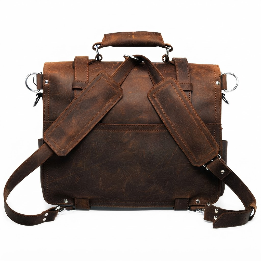 Nazario Genuine Leather Messenger Briefcase Bag for Men - backpack straps
