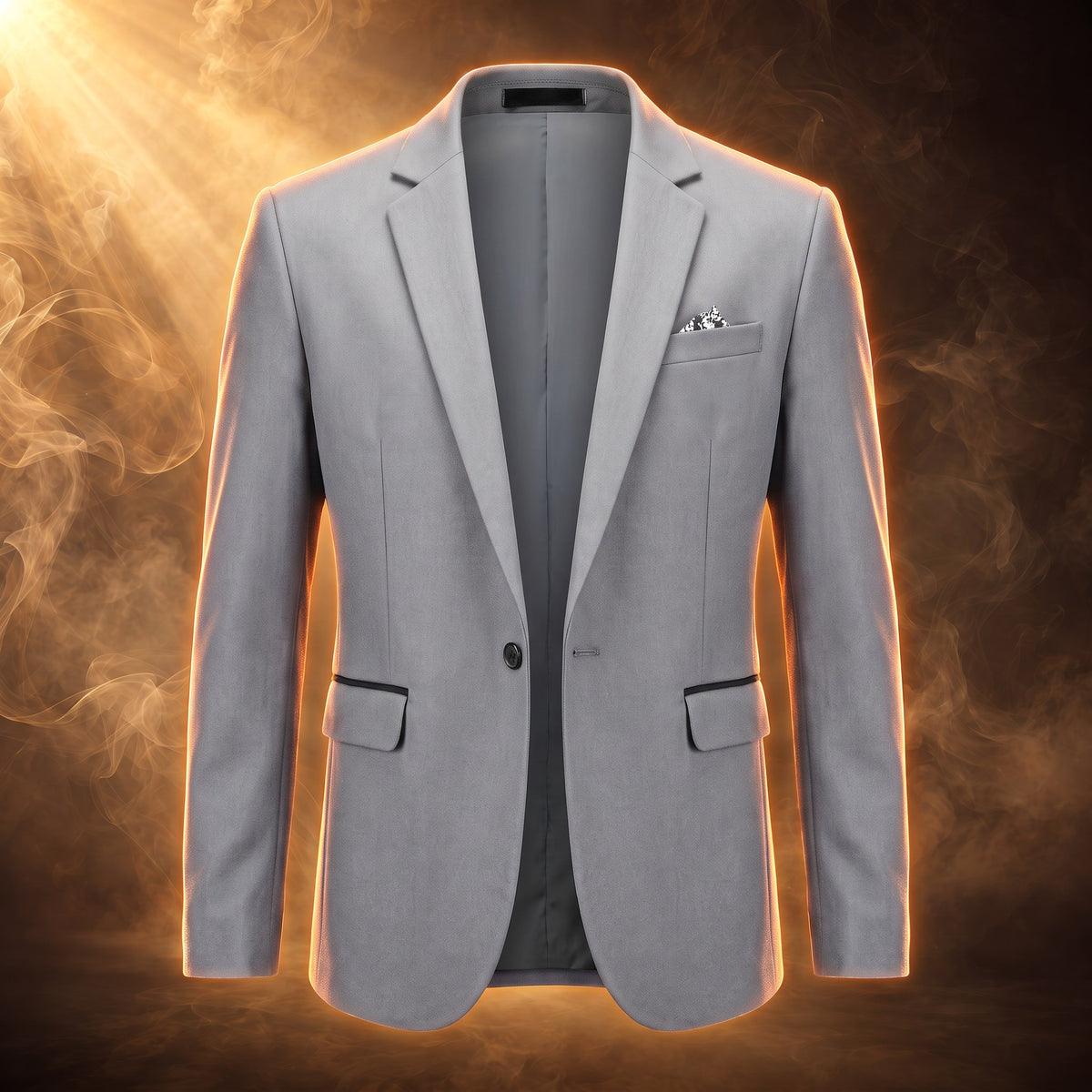Laurent one button notch lapel blazer jacket for men in gray, front view