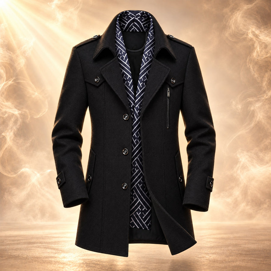 Leonardo Scarf Collar Wool Overcoat for Men