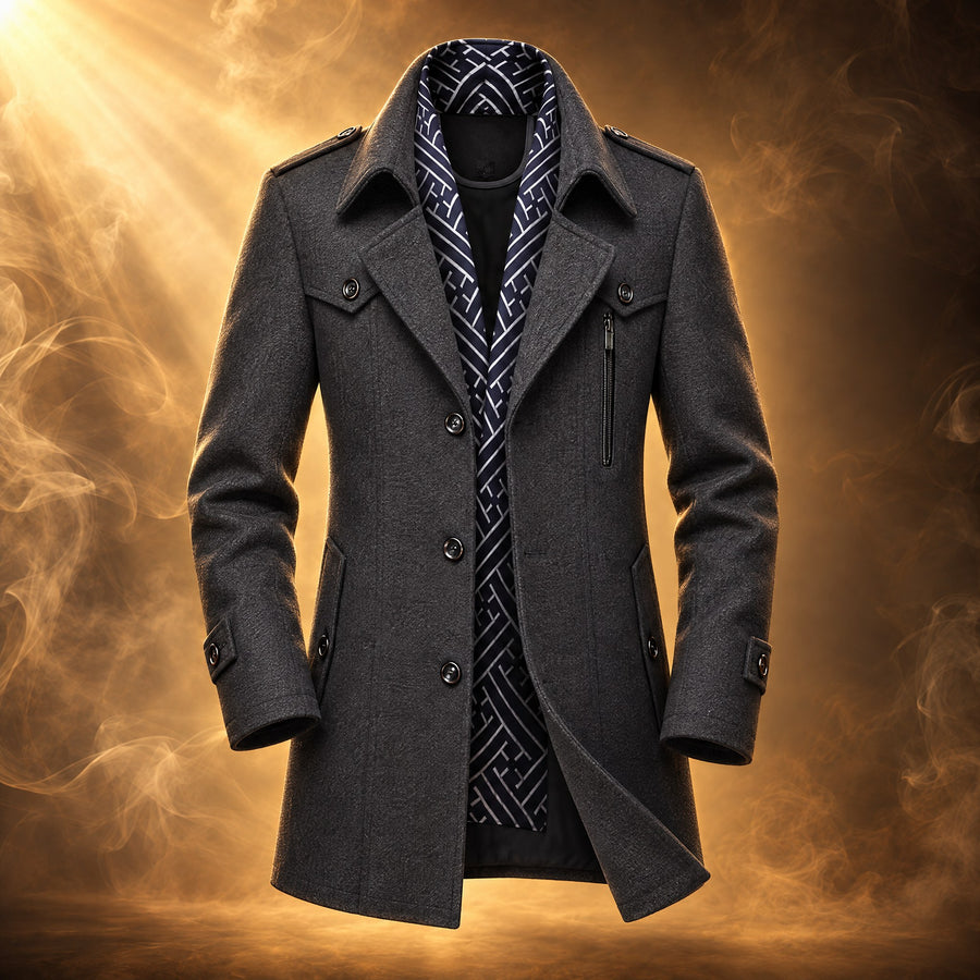 Leonardo Scarf Collar Wool Overcoat for Men