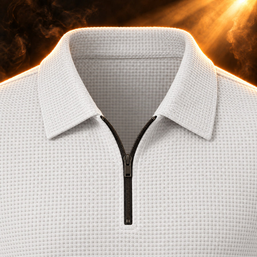 Marcello Waffle Knit Half Zip Polo and Trousers Set for Men