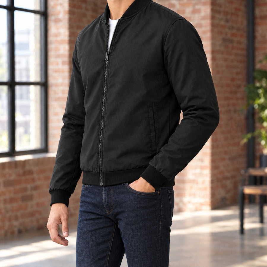 Massimo Men's Lightweight Slim Fit Bomber Jacket