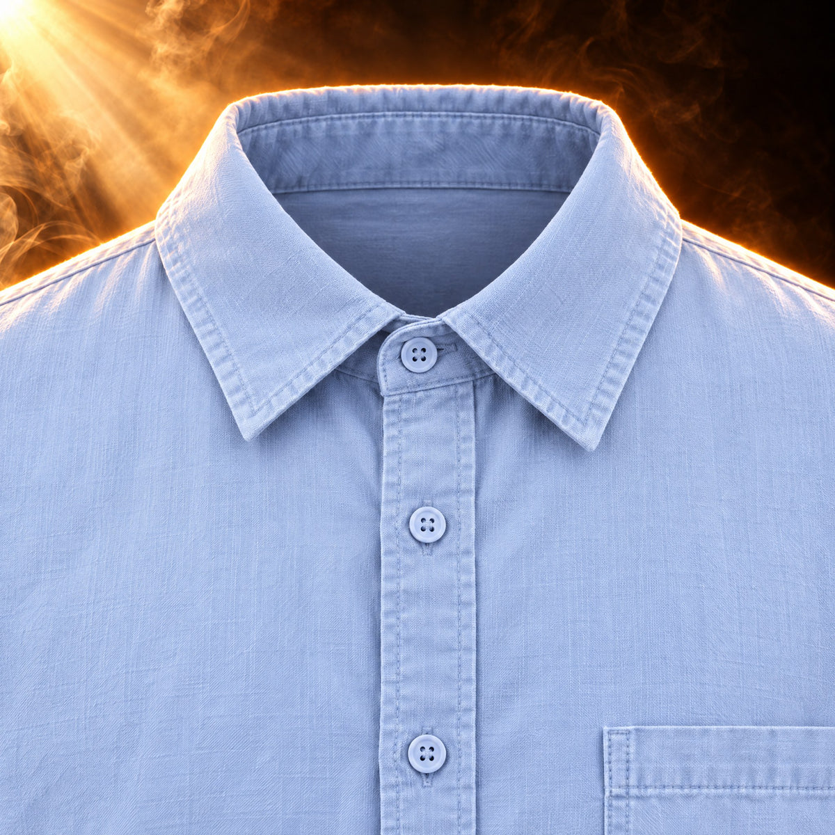 Remy shirt close-up of the point collar and tonal buttons
