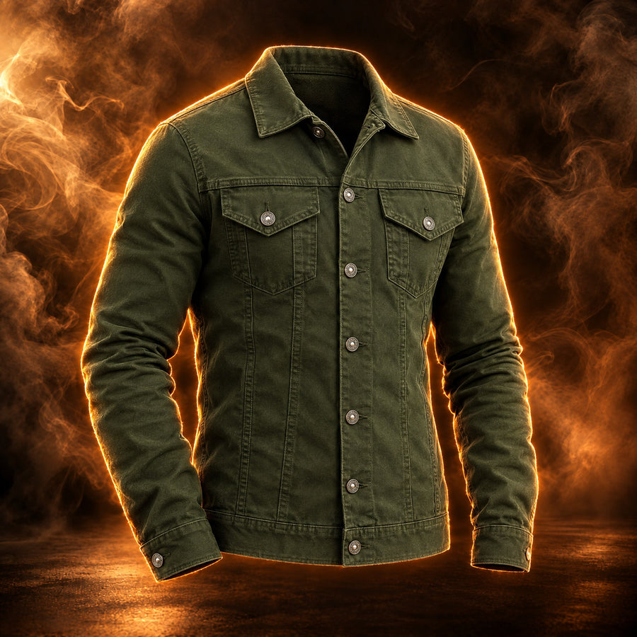 Renzo Slim Fit Button Up Trucker Jacket for Men