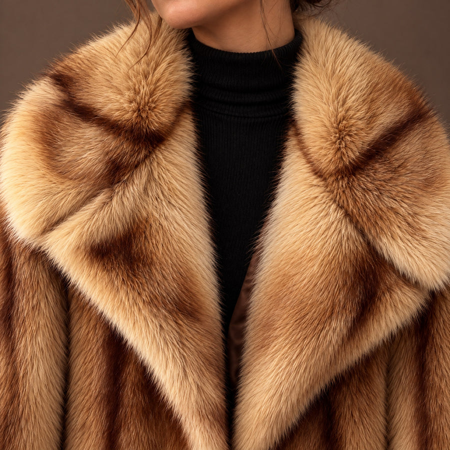 Sabine Striped Plush Fur Jacket for Women