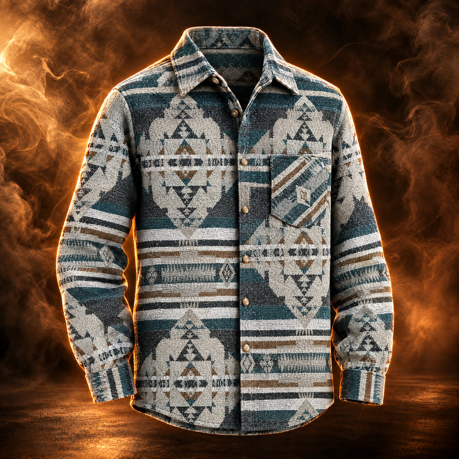 Santino Aztec Print Button Up Shirt Jacket for Men