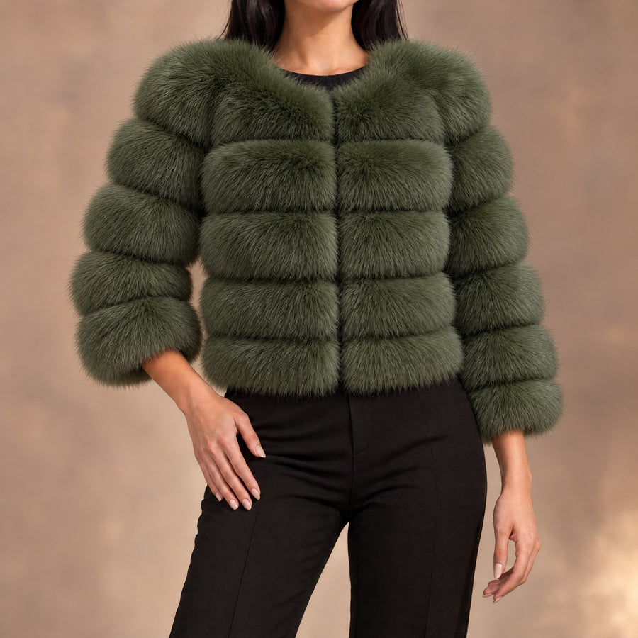 Seraphina Tiered Fur Cropped Jacket for Women