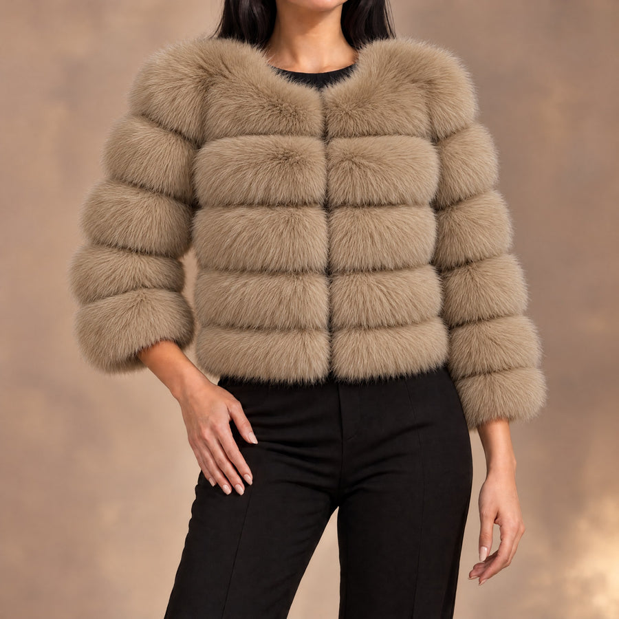 Seraphina Tiered Fur Cropped Jacket for Women