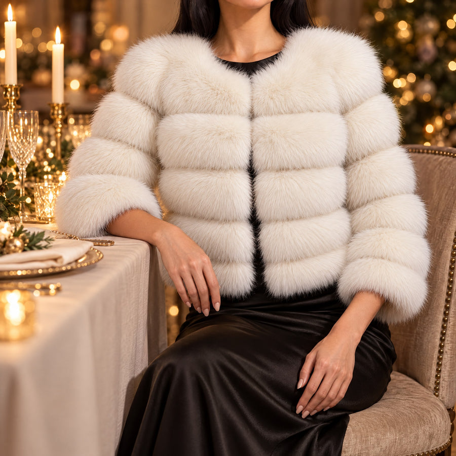 Seraphina Tiered Fur Cropped Jacket for Women