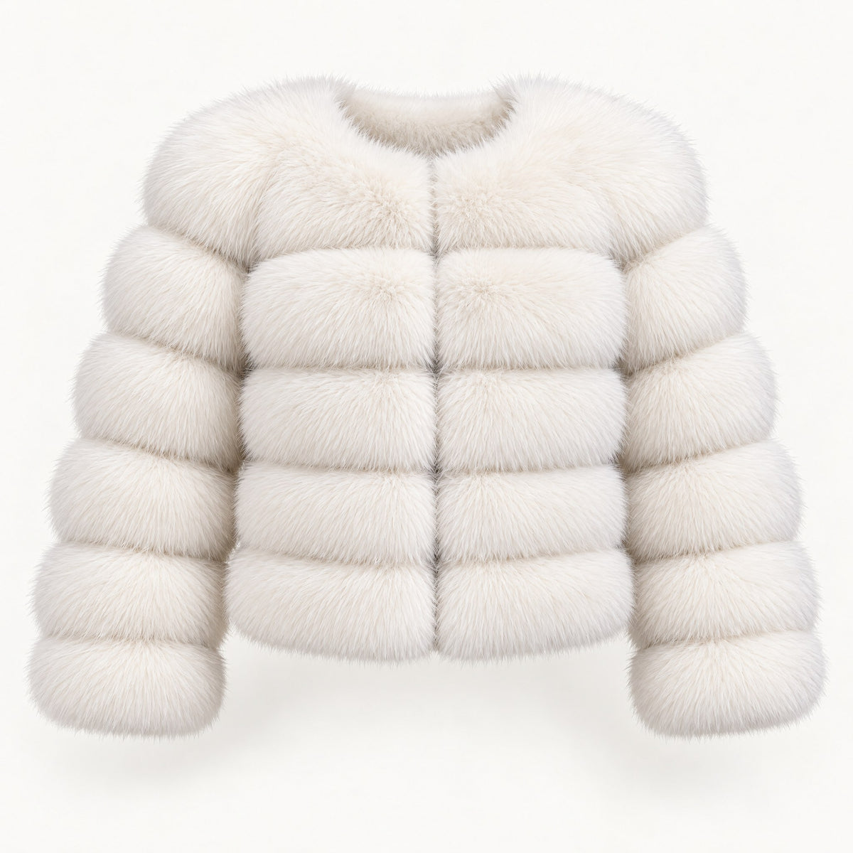 Seraphina tiered faux fur cropped jacket in white