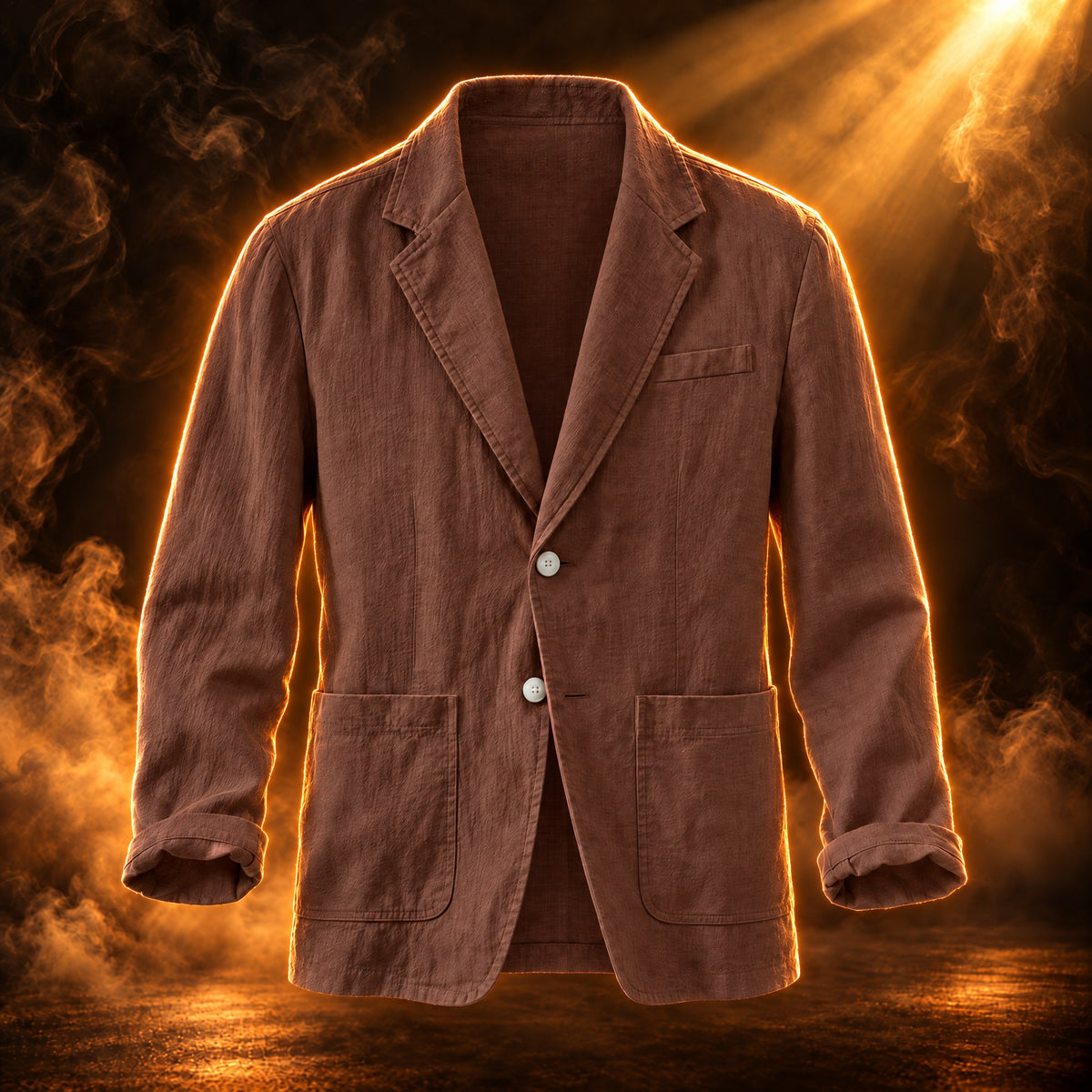 Tiziano relaxed fit cotton linen blazer for men in coffee, front view