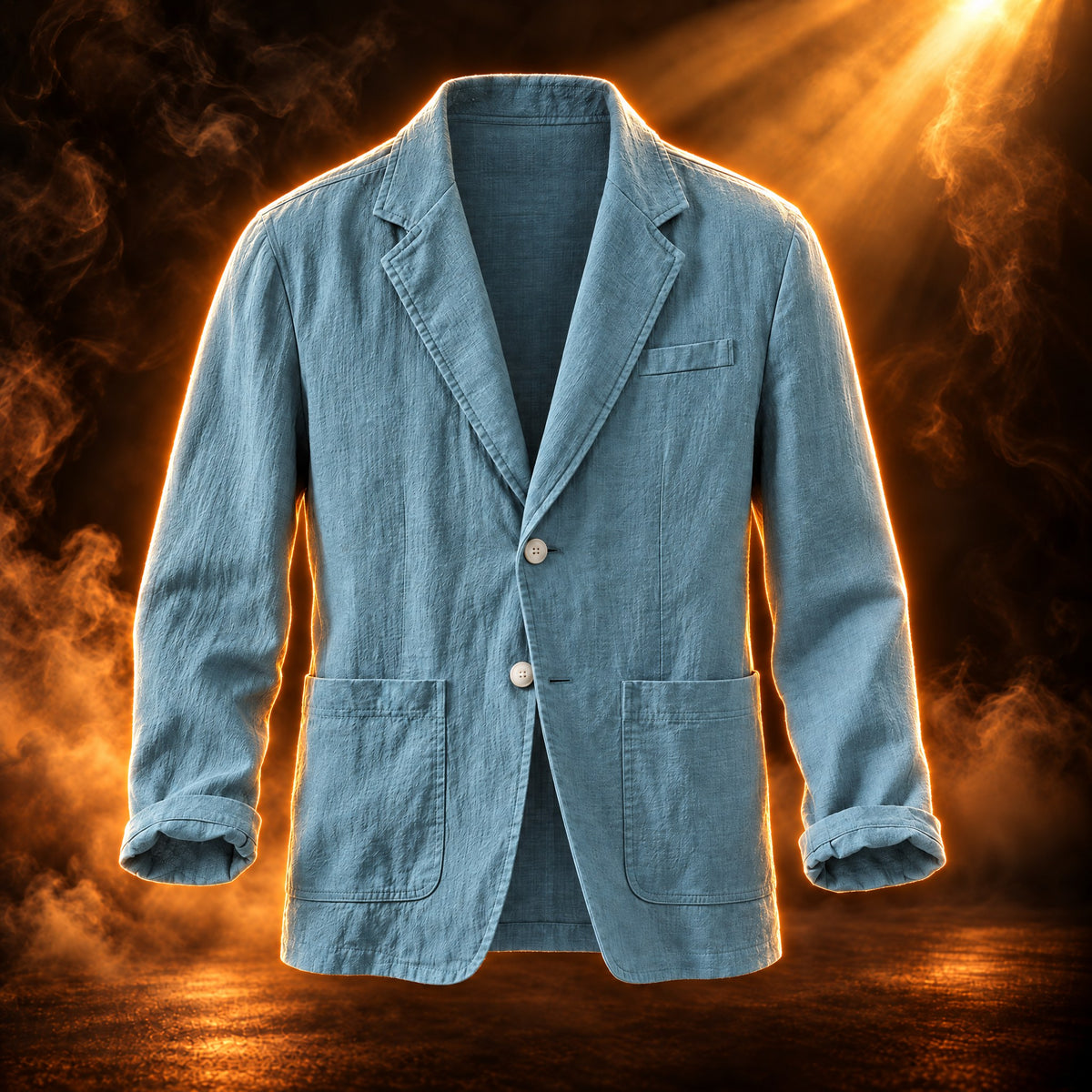 Tiziano relaxed fit cotton linen blazer for men in teal, front view