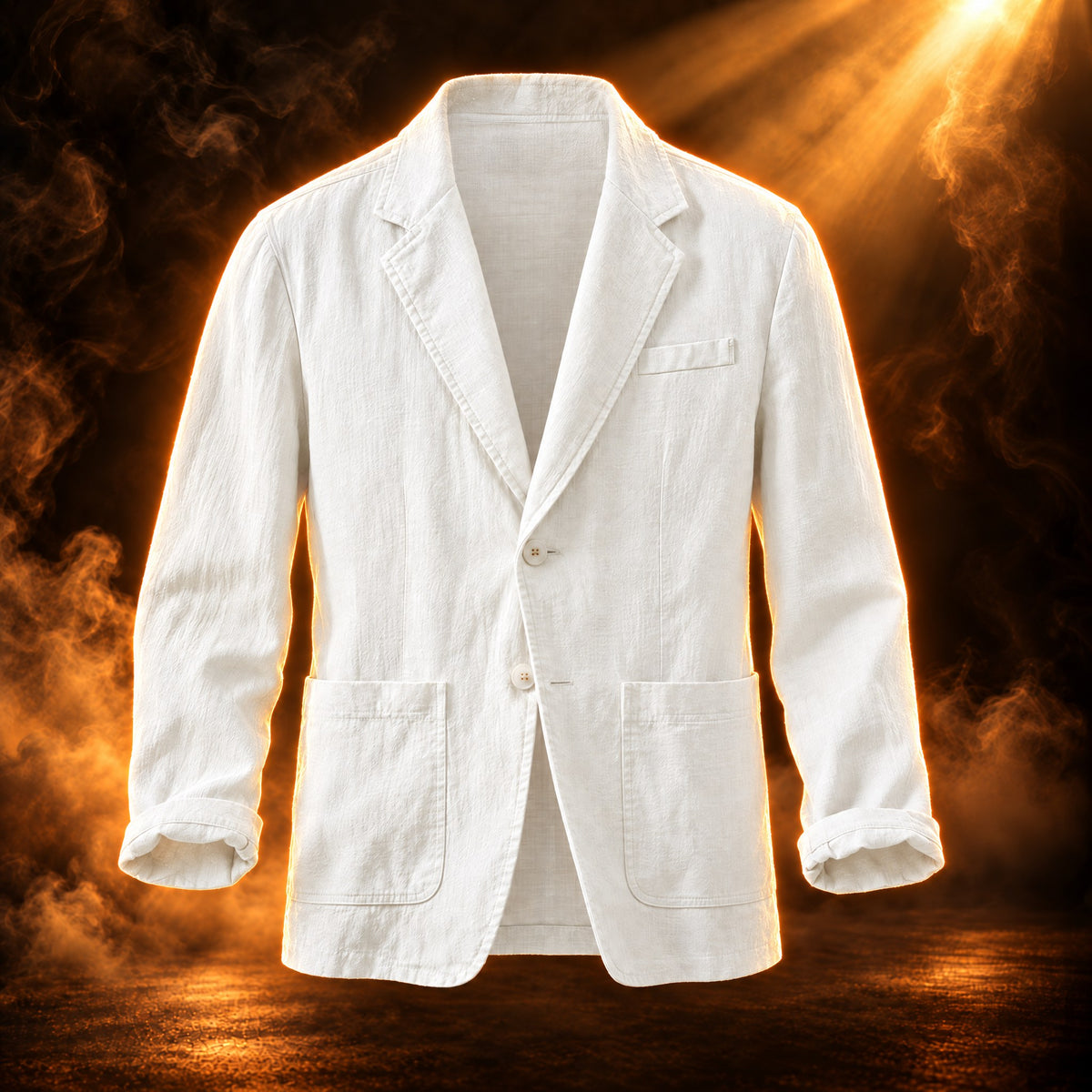 Tiziano relaxed fit cotton linen blazer for men in white, front view