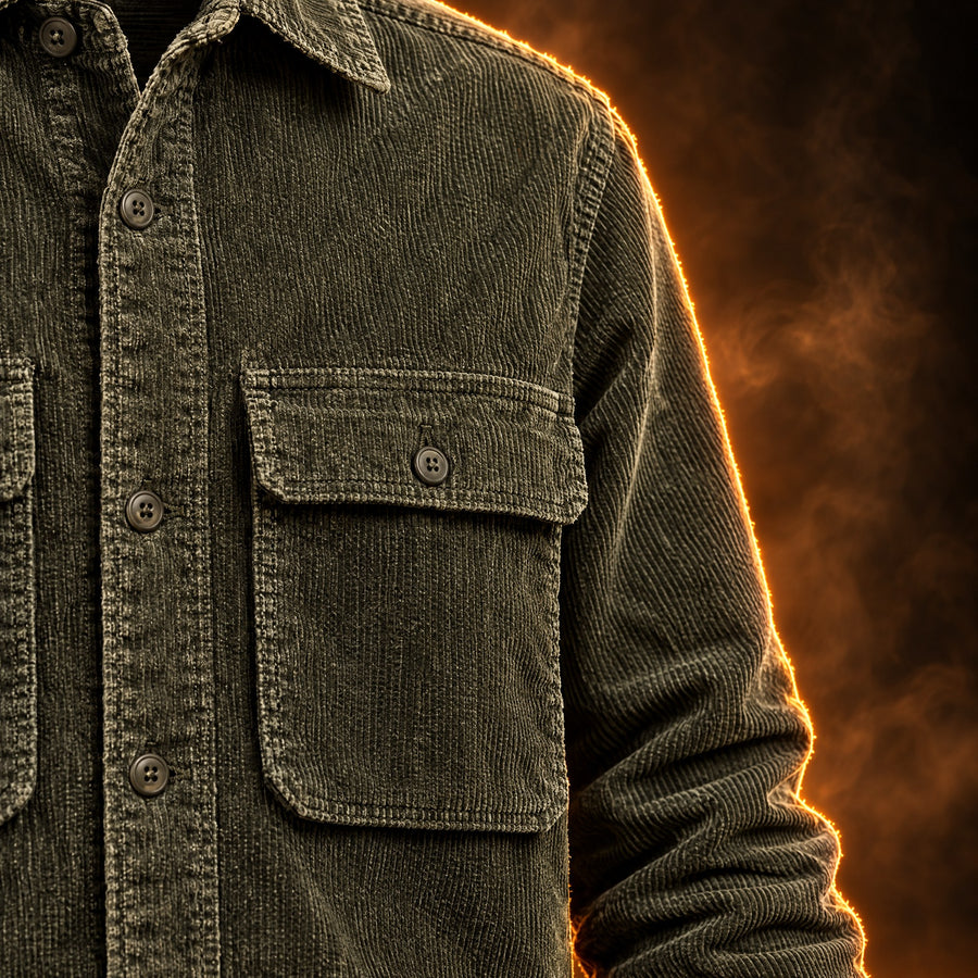 Tommaso Washed Corduroy Utility Jacket for Men