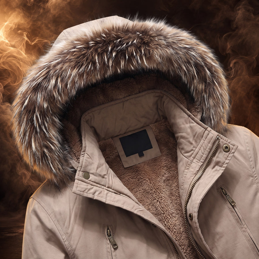 Jasper Fleece-Lined Fur Hood Parka for Men