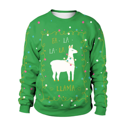 Orazio ugly Christmas sweater, Green Fa La La Llama, front