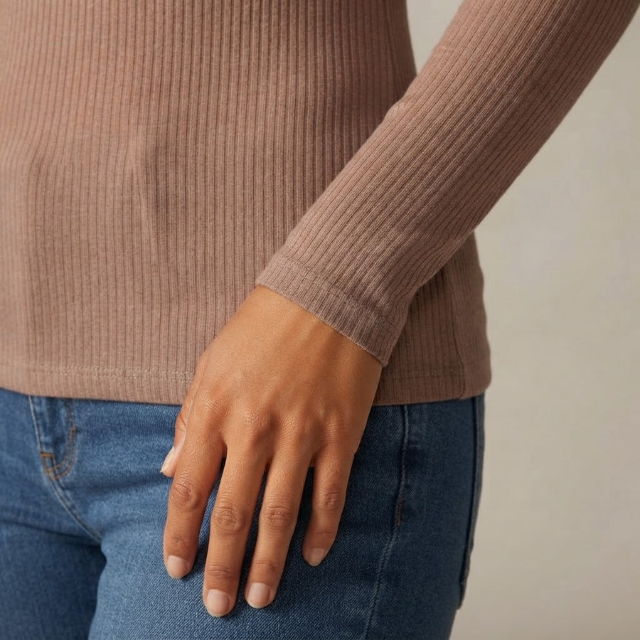 Elisa Ribbed Knit Half Zip Long Sleeve Top for Women