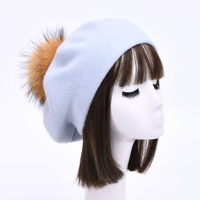Mariella Wool Pom Pom Beret for Women